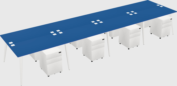 Shared rectangular office desk system