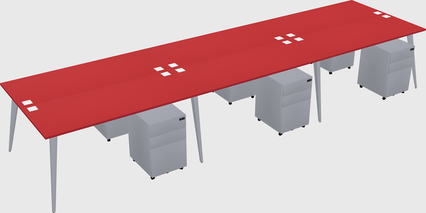 Shared rectangular office desk system