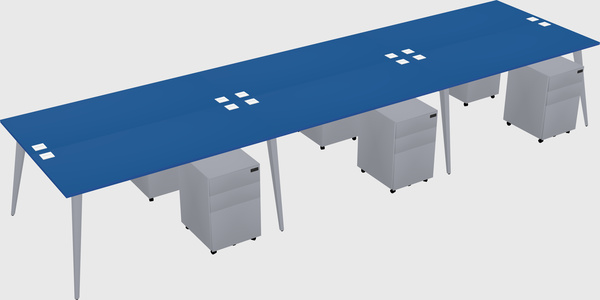 Shared rectangular office desk system