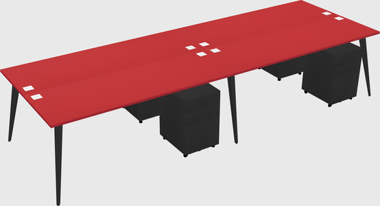 Shared rectangular office desk system