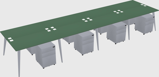 Shared rectangular office desk system