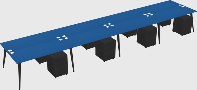 Shared rectangular office desk system