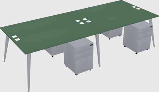 Shared rectangular office desk system