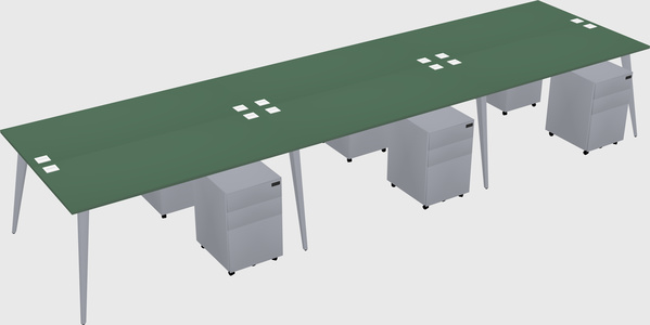 Shared rectangular office desk system