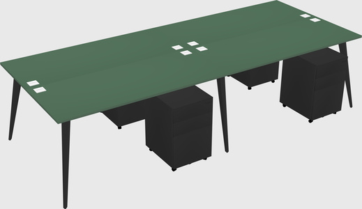 Shared rectangular office desk system