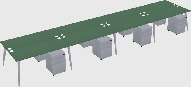 Shared rectangular office desk system