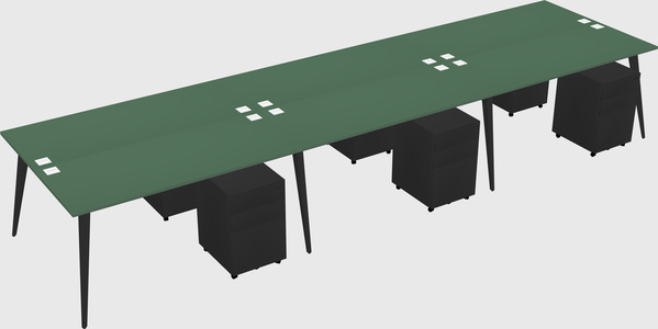 Shared rectangular office desk system