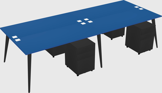 Shared rectangular office desk system