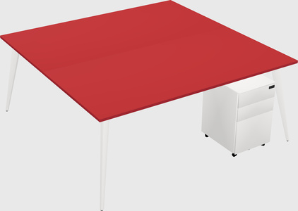 Shared rectangular office desk system