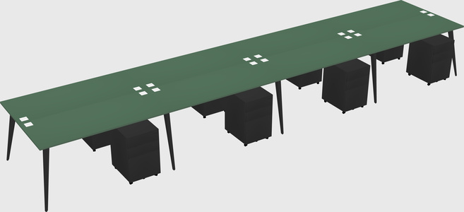 Shared rectangular office desk system