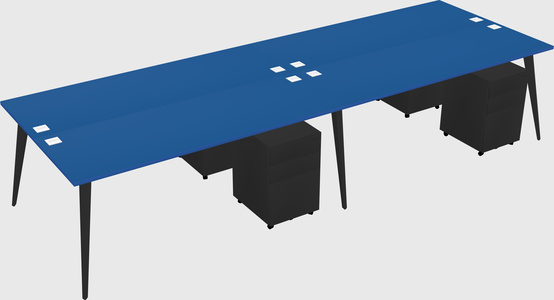 Shared rectangular office desk system