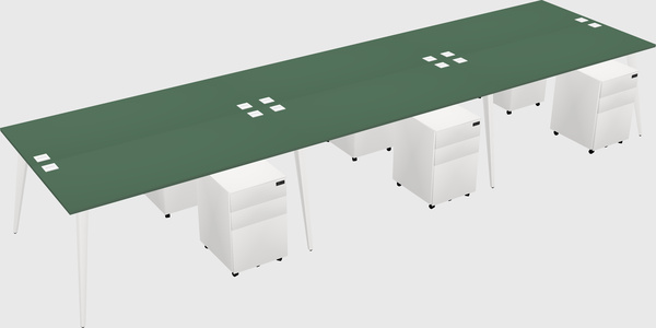 Shared rectangular office desk system