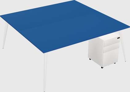 Shared rectangular office desk system