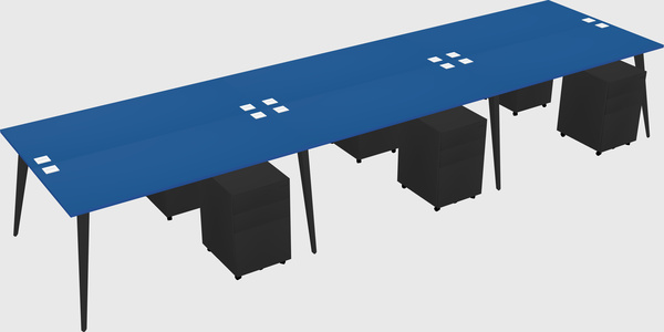 Shared rectangular office desk system