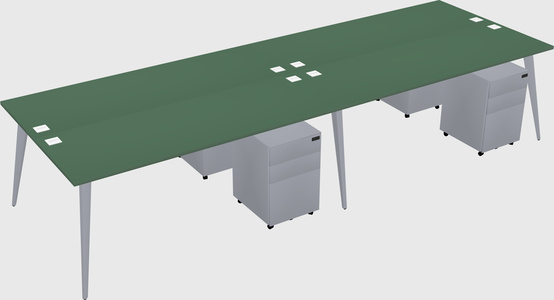 Shared rectangular office desk system