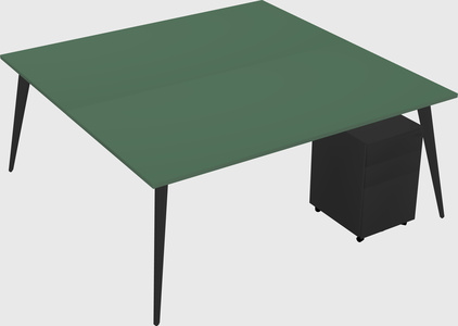 Shared rectangular office desk system
