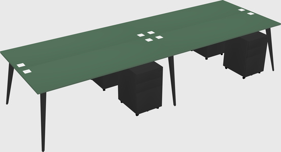 Shared rectangular office desk system