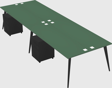 Shared rectangular office desk system
