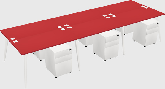 Shared rectangular office desk system
