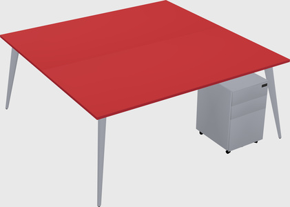 Shared rectangular office desk system
