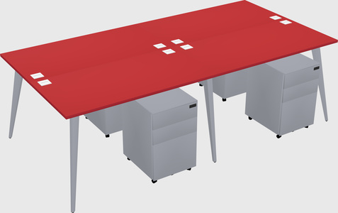 Shared rectangular office desk system