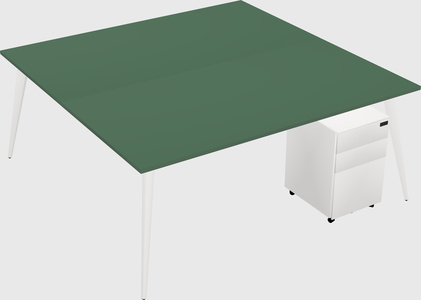 Shared rectangular office desk system