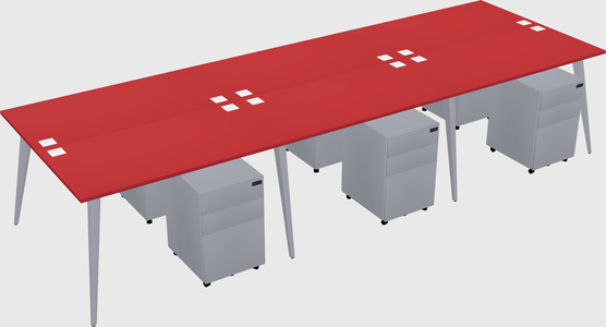 Shared rectangular office desk system