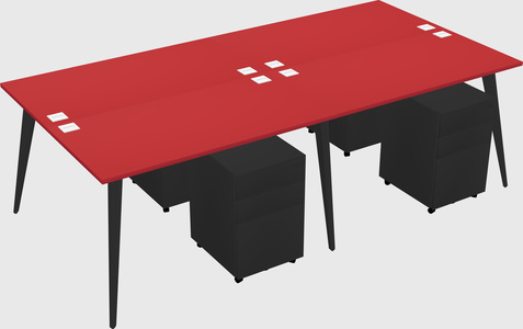 Shared rectangular office desk system