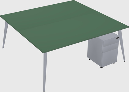 Shared rectangular office desk system
