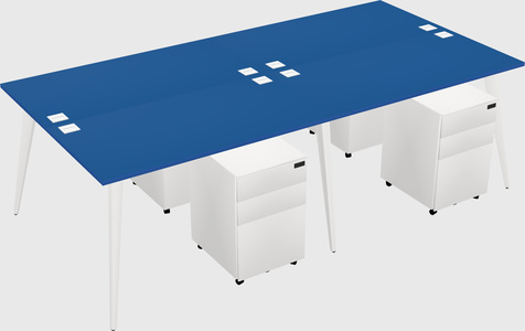 Shared rectangular office desk system