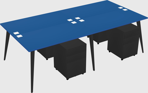 Shared rectangular office desk system