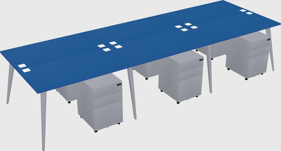 Shared rectangular office desk system