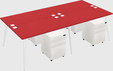 Shared rectangular office desk system
