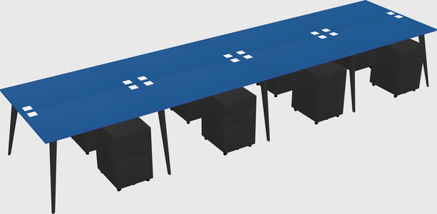 Shared rectangular office desk system