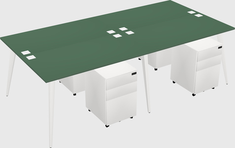 Shared rectangular office desk system