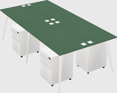 Shared rectangular office desk system