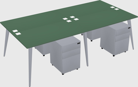 Shared rectangular office desk system