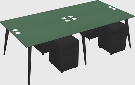 Shared rectangular office desk system