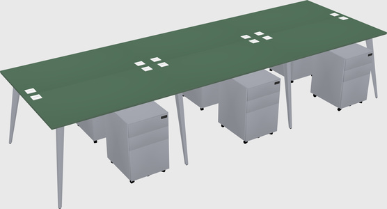 Shared rectangular office desk system