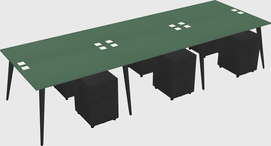 Shared rectangular office desk system
