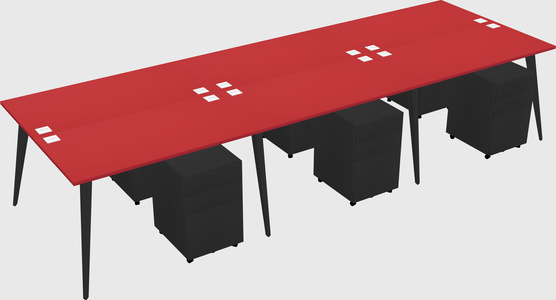 Shared rectangular office desk system