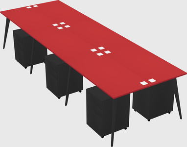 Shared rectangular office desk system