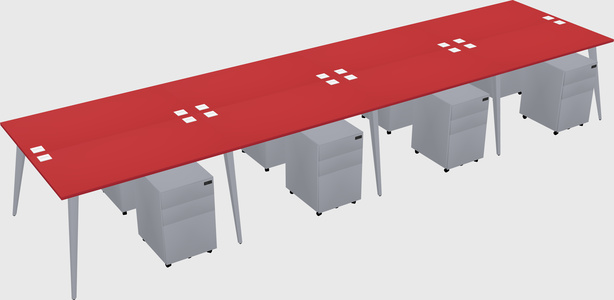 Shared rectangular office desk system