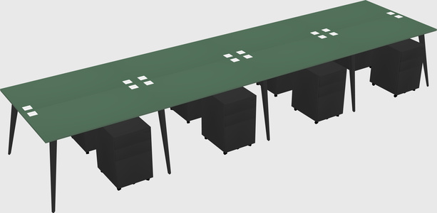 Shared rectangular office desk system
