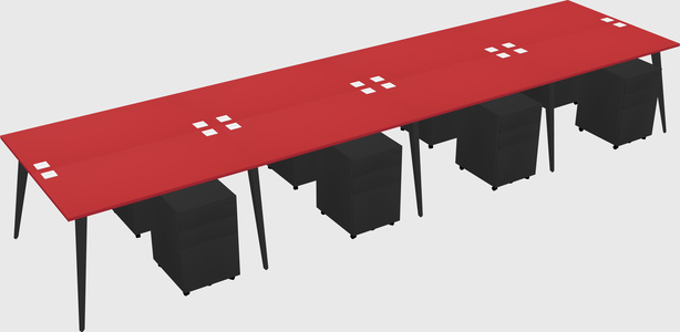Shared rectangular office desk system