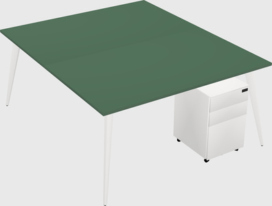 Shared rectangular office desk system