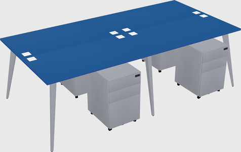 Shared rectangular office desk system
