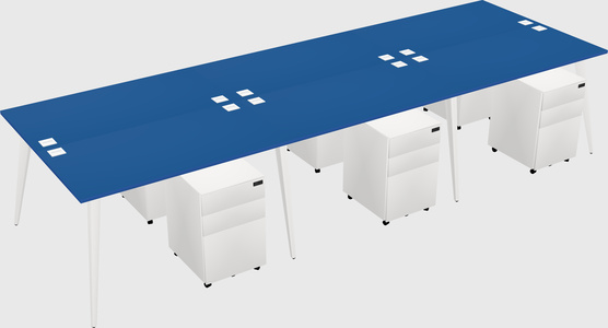 Shared rectangular office desk system