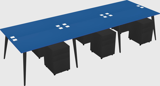 Shared rectangular office desk system