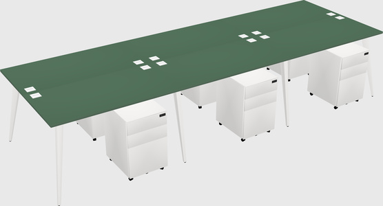 Shared rectangular office desk system